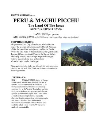 Peru & Machu Picchu