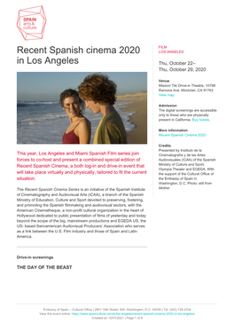 Recent Spanish Cinema 2020 in Los Angeles