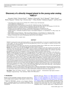 Discovery of a Directly Imaged Planet to the Young Solar Analog YSES 2? Alexander J