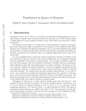 [Math.FA] 3 Dec 1999 Rnfrneter for Theory Transference Introduction 1 Sas Ihnrah U Twl Etetdi Eaaepaper