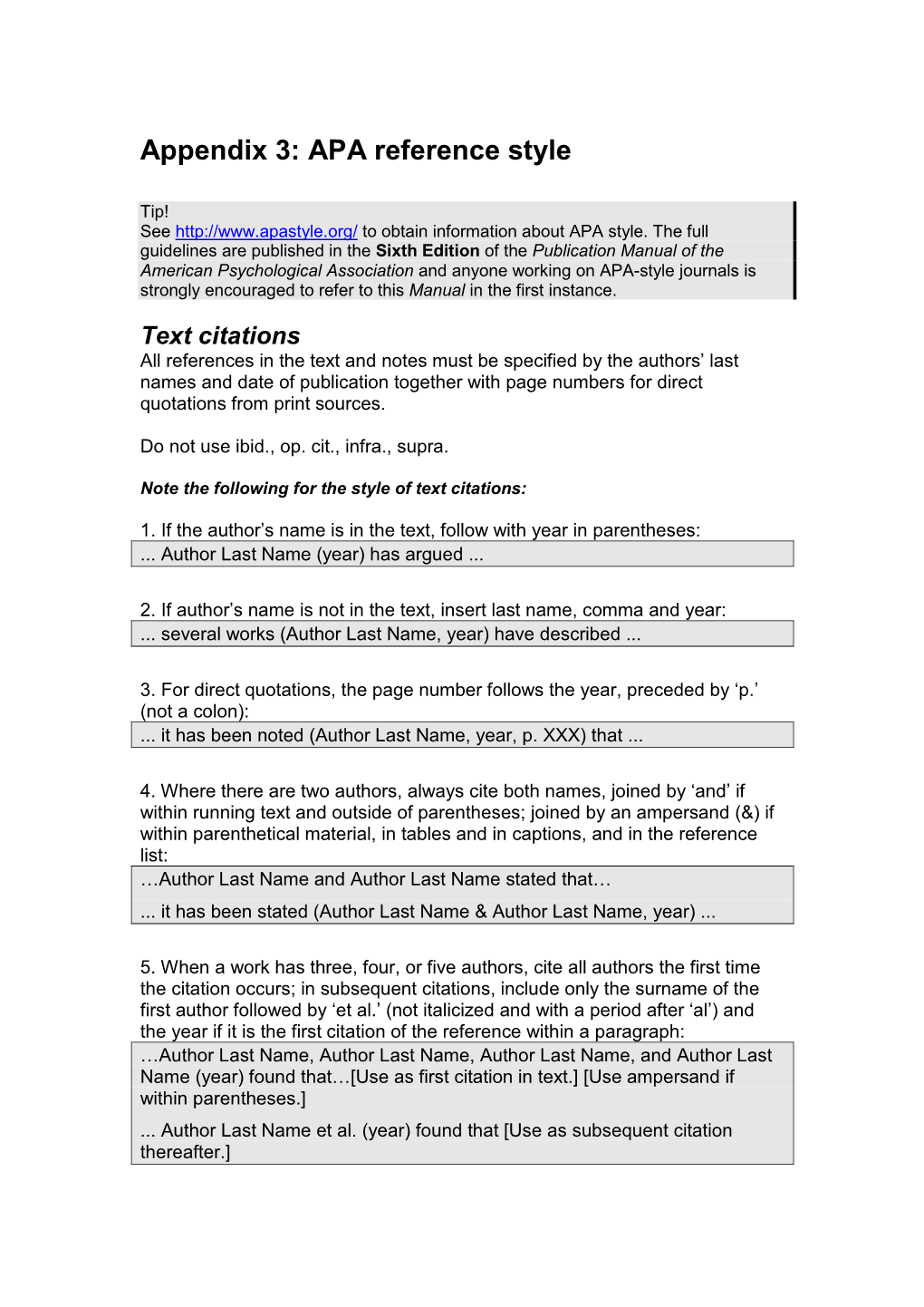 Appendix 3: APA Reference Style