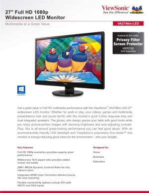 27" Full HD 1080P Widescreen LED Monitor Multimedia at a Great Value Va2746m-LED