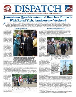 Jamestown Quadricentennial Reaches Pinnacle with Royal Visit