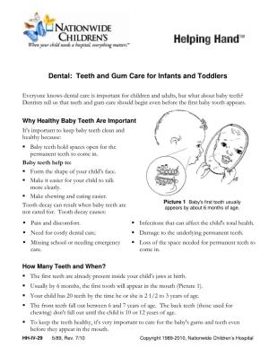 Dental: Teeth and Gum Care for Infants and Toddlers
