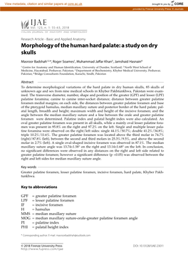 Morphology of the Human Hard Palate: a Study on Dry Skulls