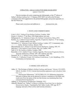 UPDATED, AMALGAMATED BIBLIOGRAPHY (Updated 13 July 2010)