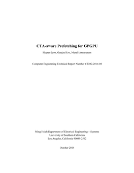 CTA-Aware Prefetching for GPGPU