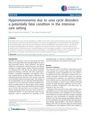 Hyperammonemia Due to Urea Cycle Disorders