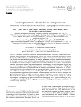 Geomorphometric Delineation of Floodplains and Terraces From
