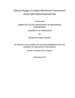Optimal Design of a Hydro-Mechanical Transmission Power Split Hybrid Hydraulic Bus