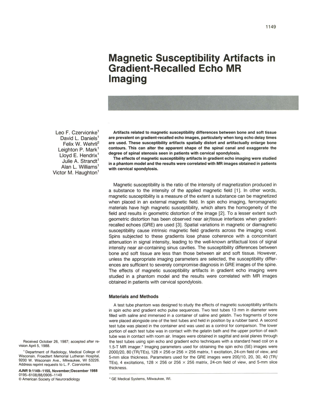 Magnetic Susceptibility Artifacts in Gradient-Recalled Echo MR Imaging