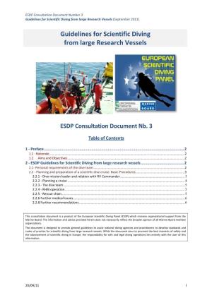 Guidelines for Scientific Diving from Large Research Vessels (September 2011)