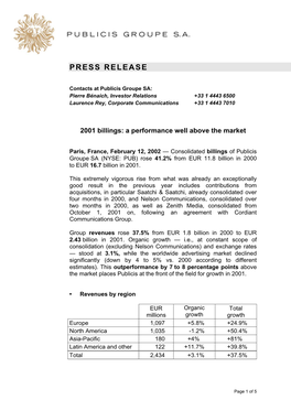 Publicis on Target with ** % Organic Revenue Growth