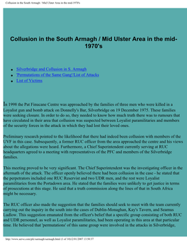 Collusion in the South Armagh / Mid Ulster Area in the Mid-1970'S