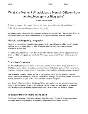 What Makes a Memoir Different from an Autobiography Or Biography?