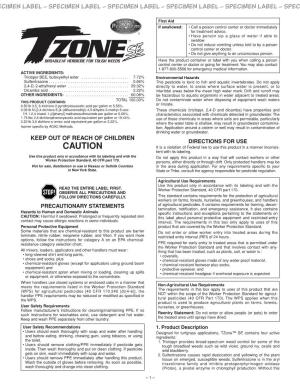 Tzone SE Specimen Label
