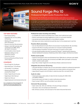 Sound Forge Pro 10 Professional Digital Audio Production Suite