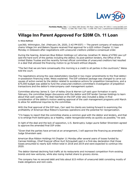 Village Inn Parent Approved for $20M Ch
