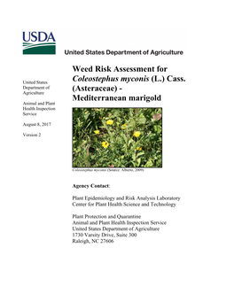 Weed Risk Assessment for Coleostephus Myconis (L.) Cass