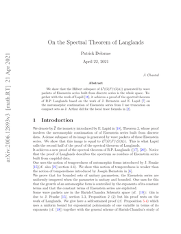 On the Spectral Theorem of Langlands