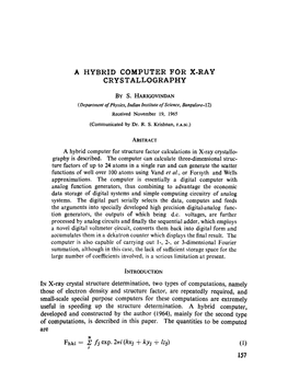A Hybrid Computer for X-Ray Crystallography