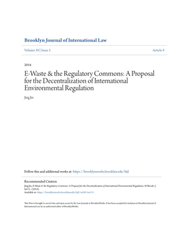 E-Waste & the Regulatory Commons