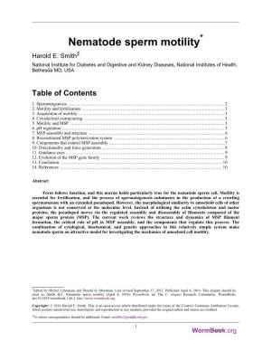 Nematode Sperm Motility* Harold E