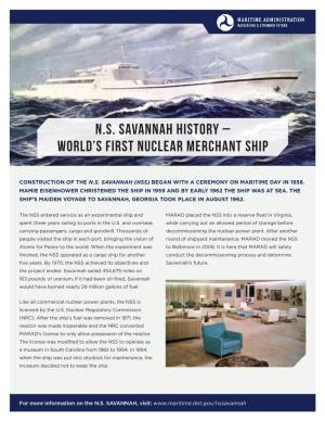 N.S. Savannah History – World's First Nuclear Merchant Ship