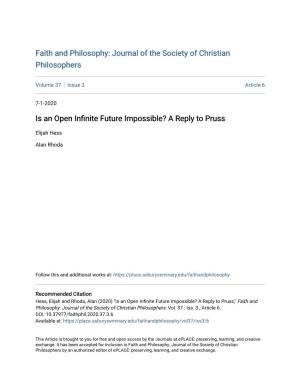 Is an Open Infinite Future Impossible? a Reply to Pruss