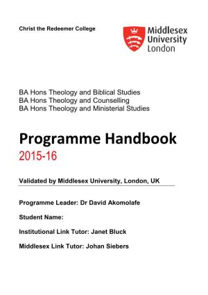 Theology Programme Handbook 2015/2016