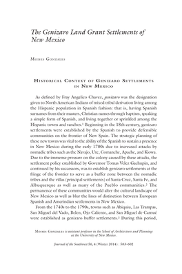 The Genizaro Land Grant Settlements of New Mexico