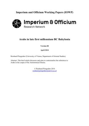 (IOWP) Arabs in Late First Millennium BC Babylonia