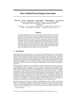 Pose Guided Person Image Generation