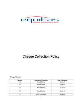 Cheque Collection Policy