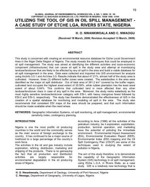 A Case Study of Etche Lga, Rivers State, Nigeria