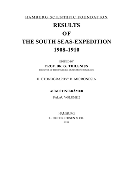 Results of the South Seas-Expedition 1908-1910