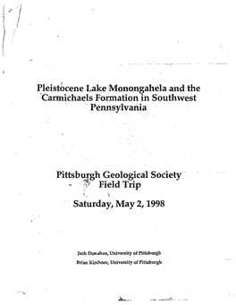 Pleistbcene Lake Monongahela and the 'Carmichaels Formation'in