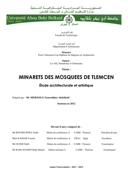 Minarets Des Mosquees De Tlemcen