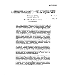 Aas 98-306 a Modernized Approach to Meet Diversified Earth Observing System (Eos) Am-1 Mission Requirements