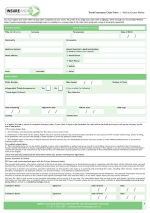 Vehicle Excess Waiver Claim Form