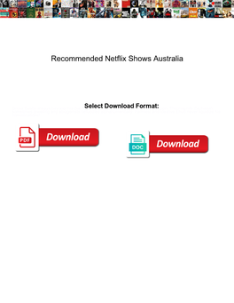 Recommended Netflix Shows Australia