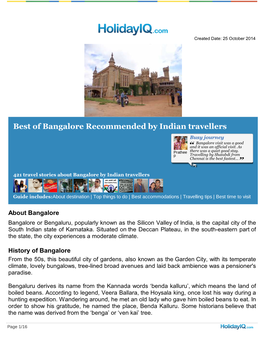 Bangalore Travel Guide PDF Download | Map, Tourist Places