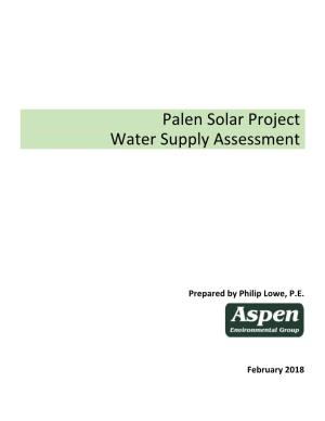 Palen Solar Project Water Supply Assessment