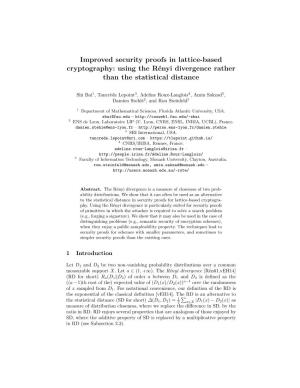 Improved Security Proofs in Lattice-Based Cryptography: Using the Rényi Divergence Rather Than the Statistical Distance