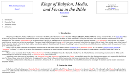 Kings of Babylon, Media, and Persia Are Mentioned in the Bible, All of the Names in Red in the Table of Kings of Babylon, Media and Persia Starting Around 650 B.C