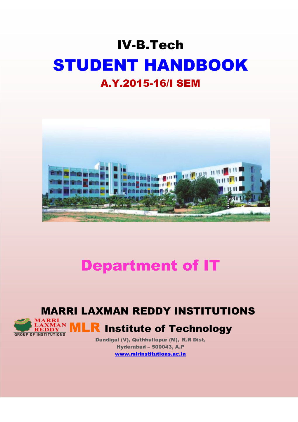 Student Handbook A.Y.2015-16/I Sem