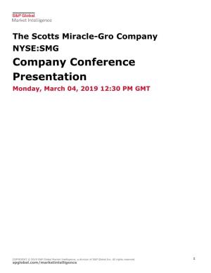 Company Conference Presentation Monday, March 04, 2019 12:30 PM GMT