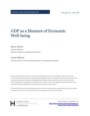 GDP As a Measure of Economic Well-Being