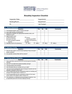Biosafety Inspection Checklist