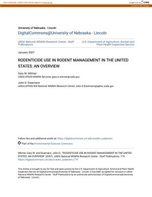 Rodenticide Use in Rodent Management in the United States: an Overview